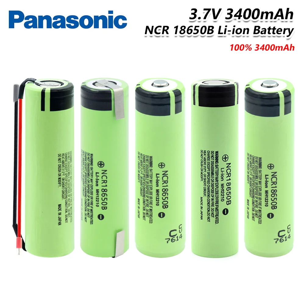 Panasonic 1x3,7 v перезаряжаемый 3400mah 18650 аккумулятор Ncr18650b литий-ионный Max 20a с DIY никель для налобного фонаря RC игрушка