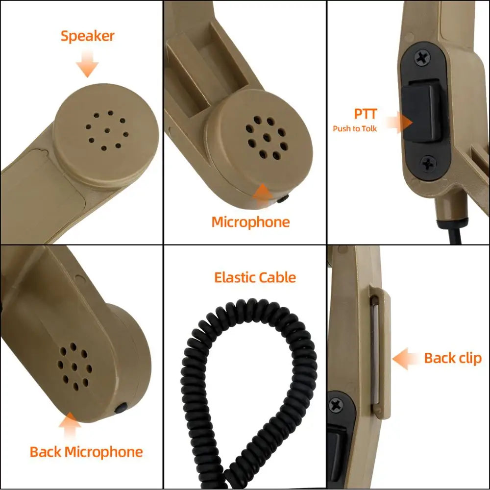 H250 Tactical Headphones Interphone Adapter Military Handheld Speaker Microphone PTT Kenwood Intercom Microphone  DE