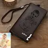 Custom Photo Engraved Wallet Long Section Leather Men Wallets Quality Zipper Large Capacity Big Brand Luxury Wallets For Men