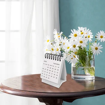 

Mini 2021 Desktop Calendar Foldable Coil Calendar Home Office School Desk Decoration Memo Gifts (2020.7-2021.12, White)