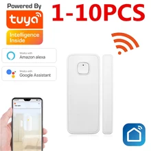 Tuya inteligente wi fi porta janela sensor detector de alarme vida inteligente compatível com alexa casa do google
