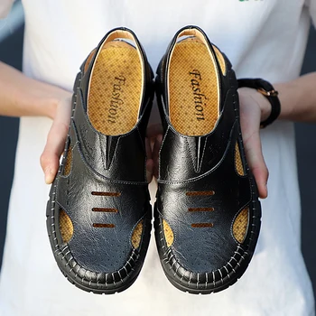 

Classic Men's Sandals Summer Soft Comfortable Men Shoes Genuine Leather Sandals Big Size Outdoor Casual Breathable Footwear