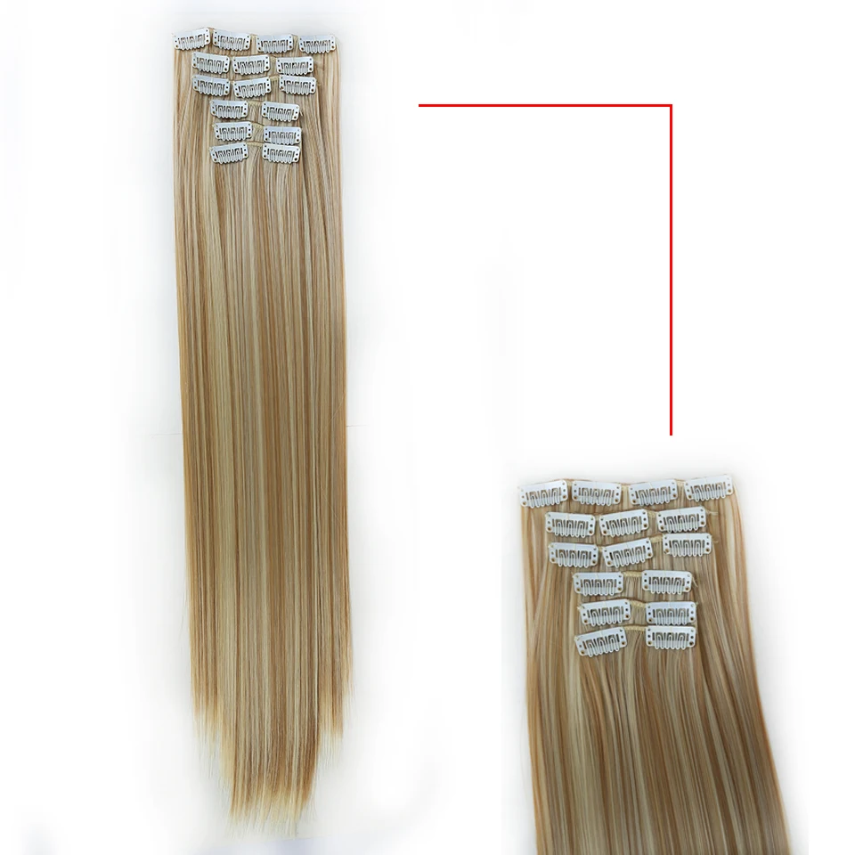 9 colors16 зажимы длинные прямые Синтетические пряди для наращивания волос на клипсах из высокое Температура волокна чёрный; коричневый парик, заколки, заколки для волос
