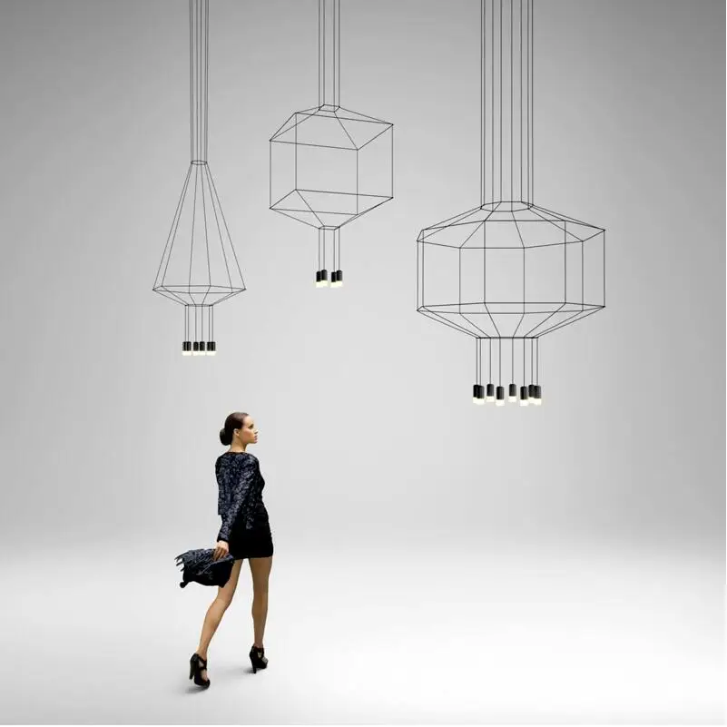 Modern Line Art Pendant Lights Led String Lamp DIY Geometric Hanging Lamp for Living Room Home Decor Lighting Fixture Luminaire