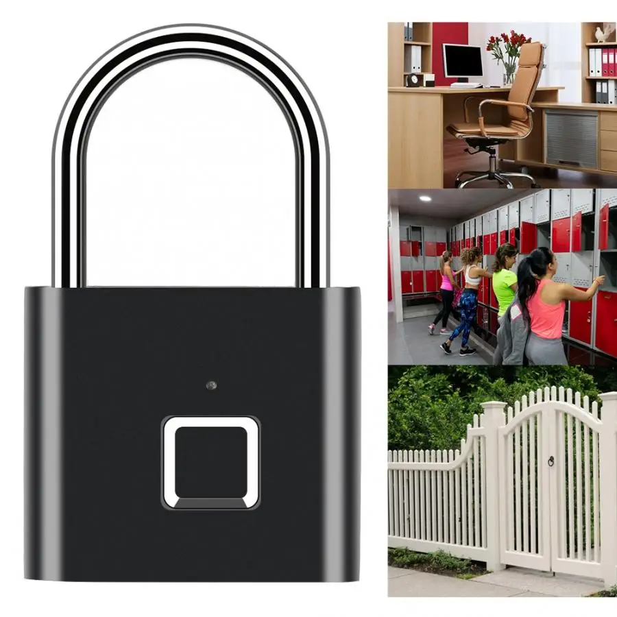 Безопасность без ключа USB Перезаряжаемый биометрический дверной замок Умный Замок быстрая разблокировка цинковый сплав IP65 Водонепроницаемый рюкзак замок