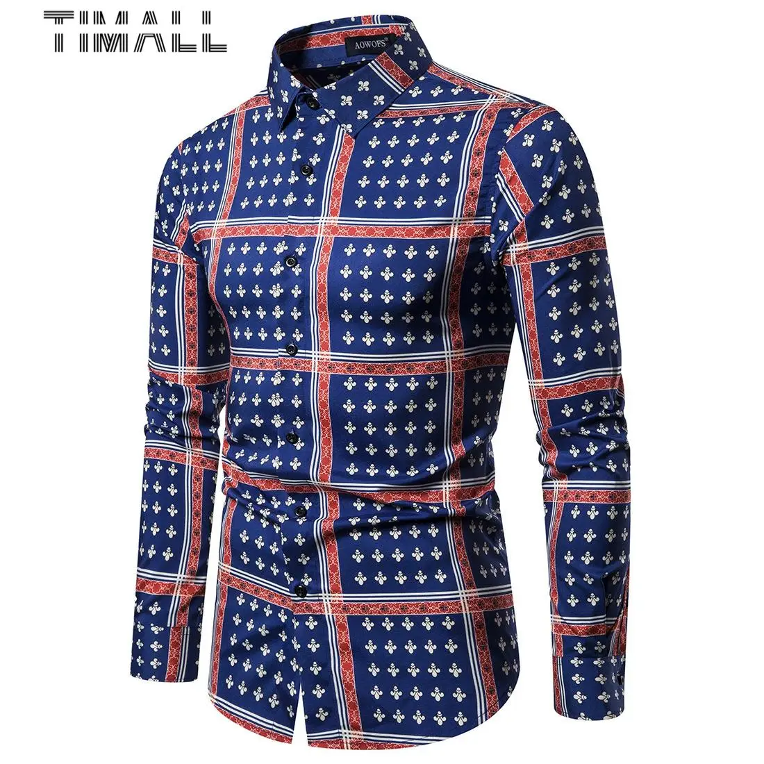 

TIMALLMen's Plaid Design Men's Long Sleeve Shirt , Men Camisa Masculina US SIZE