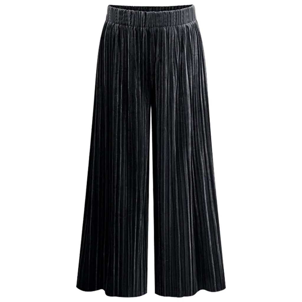 

Women's Summer fall Elastic Waist Cropped Trousers Bottoms Sports Wear Plus Size Pants Black Wide Leg Loose Pants Ankle Pants