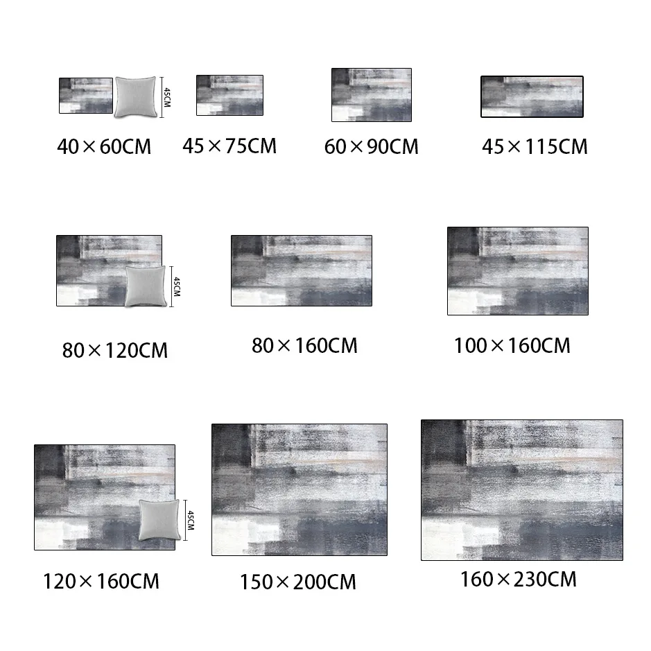 Модный простой современный абстрактный чернил черный серый ковер для двери в спальню, на кухню коврик для гостиной большой напольный коврик для гостиной по индивидуальному заказу