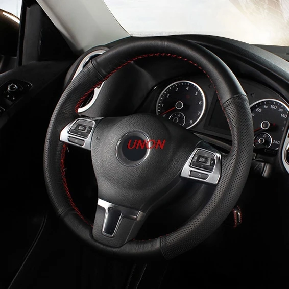 Кожаный чехол на руль подходит для Volkswagen Tiguan 2010- чехол рулевого колеса автомобиля