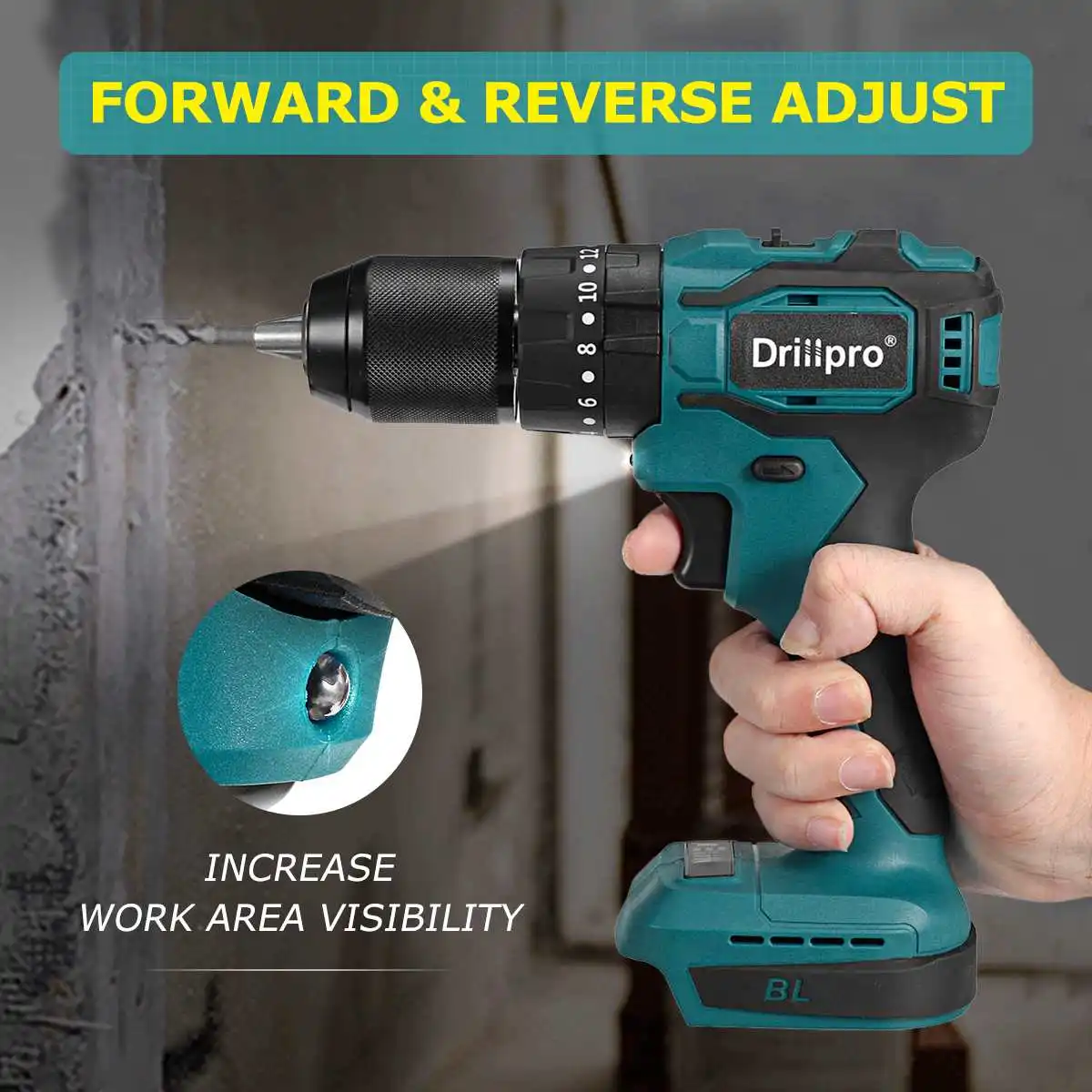 10mm 13mm Brushless Impact Drill High-Power Electric Drill Dual Speed 20+3 Torque Screwdriver Power Tool for Makita 18V Battery images - 6