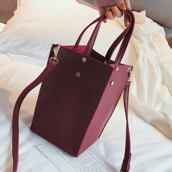 

Vintage Tote Bucket bag 2020 Fashion New High-quality Matte PU Leather Women's Designer Handbag Rivet Shoulder Messenger Bag