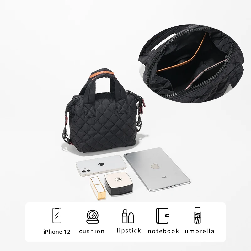 Mabula Vrouwen Winter Luxe Gewatteerde Kussen Tote Handtas Vrouwelijke Brand Design Mini Donzen Gewatteerde Crossbody Tas Telefoon Portemonnees