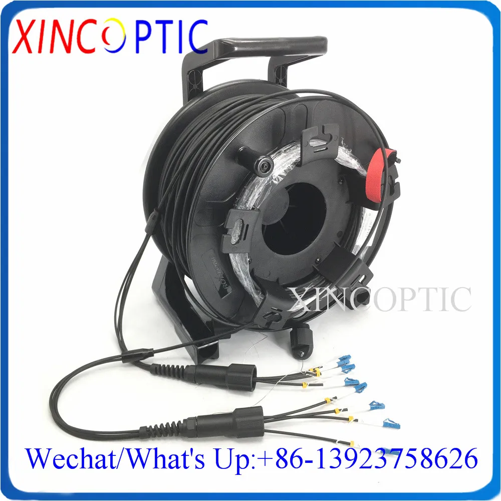 300M 4 Fili 9/125 50/62/5/125 Fora All'Aperto Lc-Lc 4C Singolo/Multi Cavo A Fibra Ottica Corazzato Del Cavo Di Toppa Di Modo Con La Bobina Pcd380