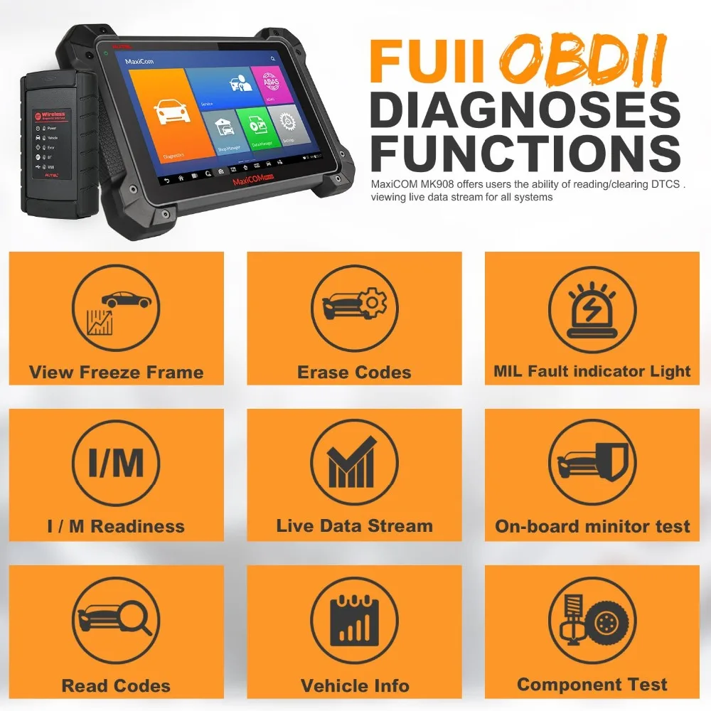 Autel MaxiCOM MK908 все системы диагностический инструмент поддержка ECU/ключ кодирования обновленная версия Maxisys MS908