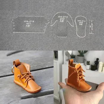 

2 Styles Handmade Leather Craft Small Shoes Mould Acrylic Keychain Stencil Set Boots Keyring Pendant Pattern Acrylic Template