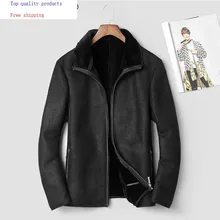 AYUSNUE, мужская куртка из натуральной кожи, зимнее пальто, теплая овечья овчина, натуральная кожа, куртки, Ретро стиль, овчина, пальто 8088 KJ2997