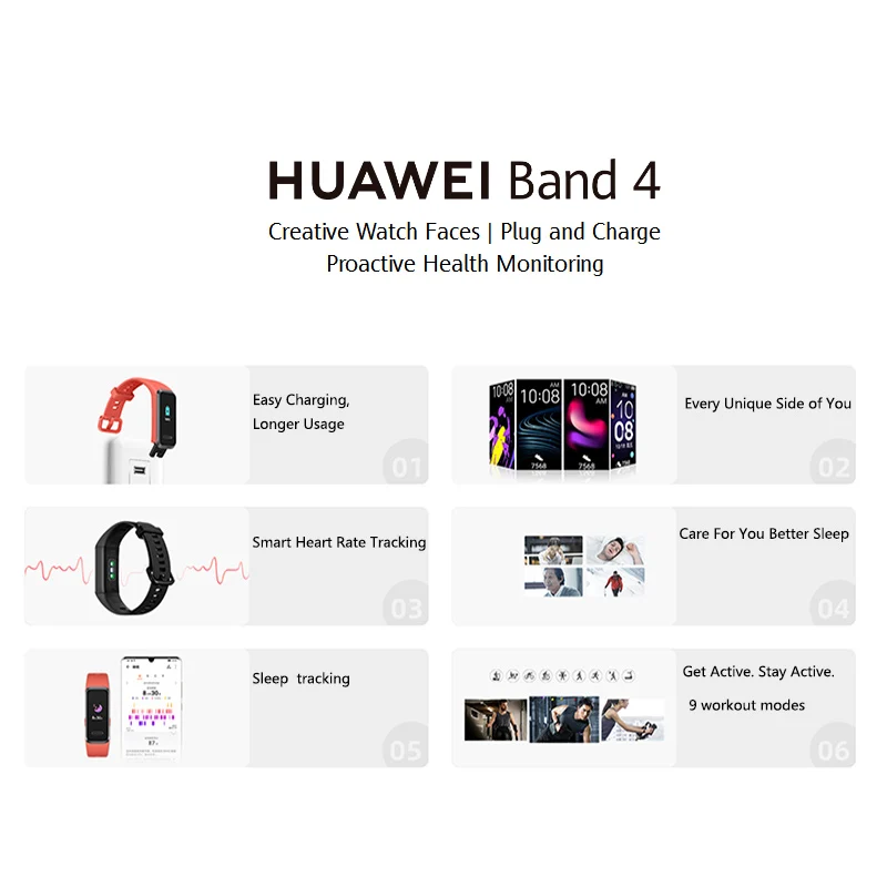 Ceny Huawei Band 4 inteligentny zegarek SmartBand sterowanie muzyką tętna monitor zdrowia nowy zegarek twarzy USB ładowania wtyczki