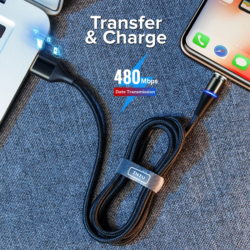 INIU Магнитный кабель 3A Micro USB C quick charge 3,0 для iPhone 11 X samsung Быстрая зарядка Магнит usb type C зарядное устройство для мобильного телефона