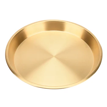 

24x24CM Handmade Round Copper Brass Plate Tray Steamed Chicken Fish Brass Storage Snacks and Fruits Serving Tray for Wedding Par