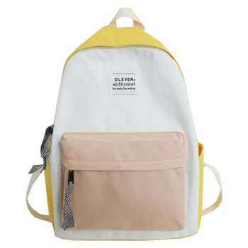 

New Fashion Canvas Travel Backpack Large Capacity Youth School Bag Women's Backpack Yellow