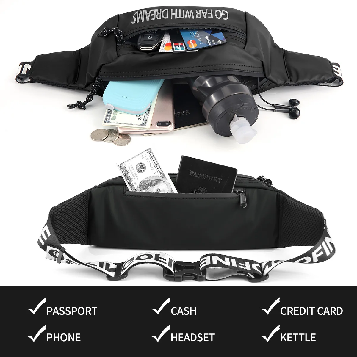 

Tingofine Korean-style Trend Outdoor Wallet Men Storage Oblique Chest Pack Running Sports Bag