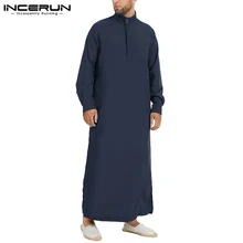

INCERUN Men Muslim Islamic Kaftan Arab Vintage Long Sleeve Robe Men Jubba Thobe Loose Dubai Saudi Arab Kaftan Men Clothing S-5XL
