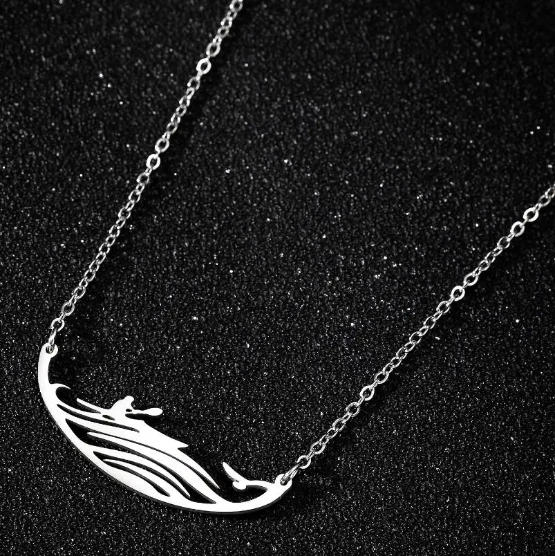 Kayaking Stainless Steel Necklace
