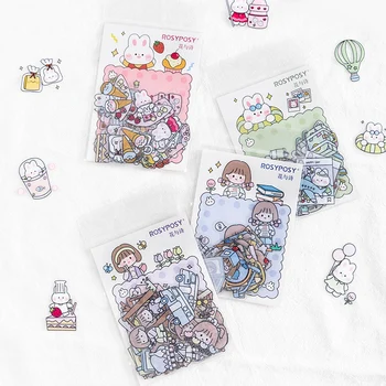 

40Pcs/bag cute girl rabbit daily life sticker pack decoration DIY photo album diary scrapbook label sticker kawaii stationery