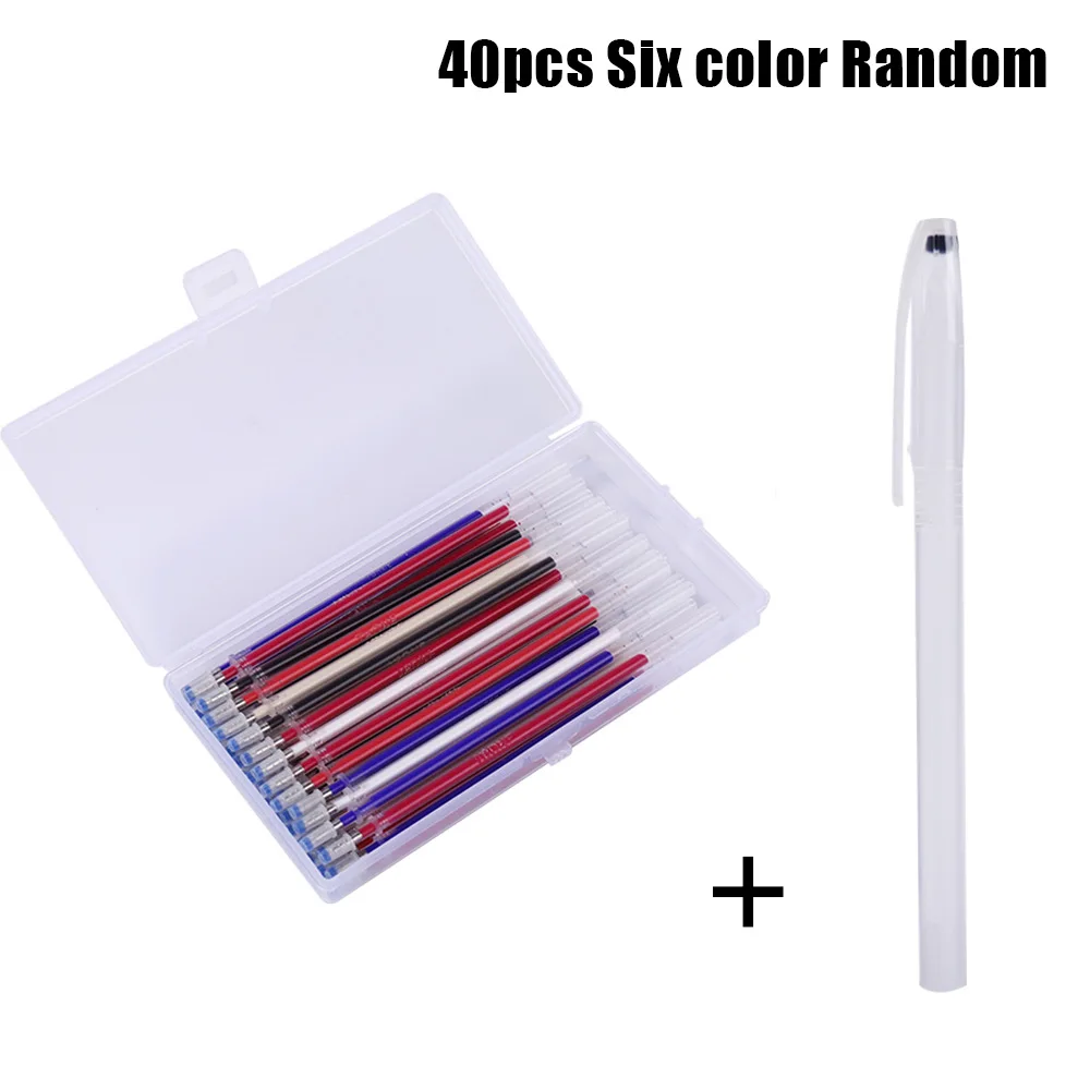 40pcs Heat Erasable Pen High Temperature Disappearing Fabric Marker Refills with Storage Box Fabric Craft Tailoring Accessories