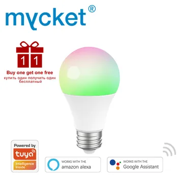 

MYCKET Dimmable E27 LED Lamp RGB WIFI Smart Bulb Bluetooth APP Control Remote Control RGB White Light Work with Alexa Google