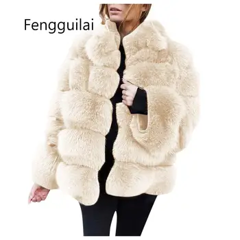 

new Plus Size Faux Fur Coat Women Winter Fur Jacket Black Vintage Lady Warm Fluffy Faux Jacket Coats Short Womens Clothes 2019