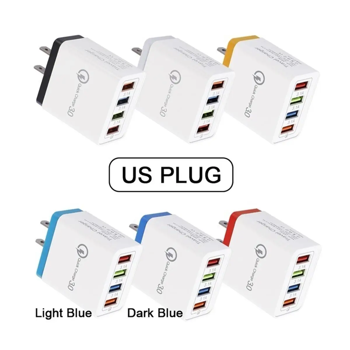 4 порта QC3.0 USB зарядное устройство адаптер USB дорожное настенное зарядное устройство адаптер быстрое зарядное устройство для телефона подходит для Android IOS type C