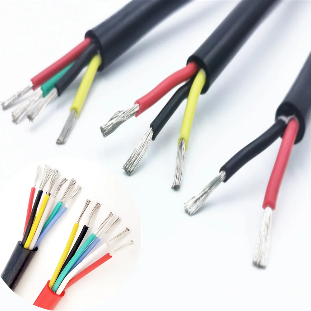 High quality soft silicone cable 2 core 3 core 4 core 5 core 6 core 8 core 0.2mm 0.3mm 0.5mm 0.75mm 1.0mm Cold resistance-60 °
