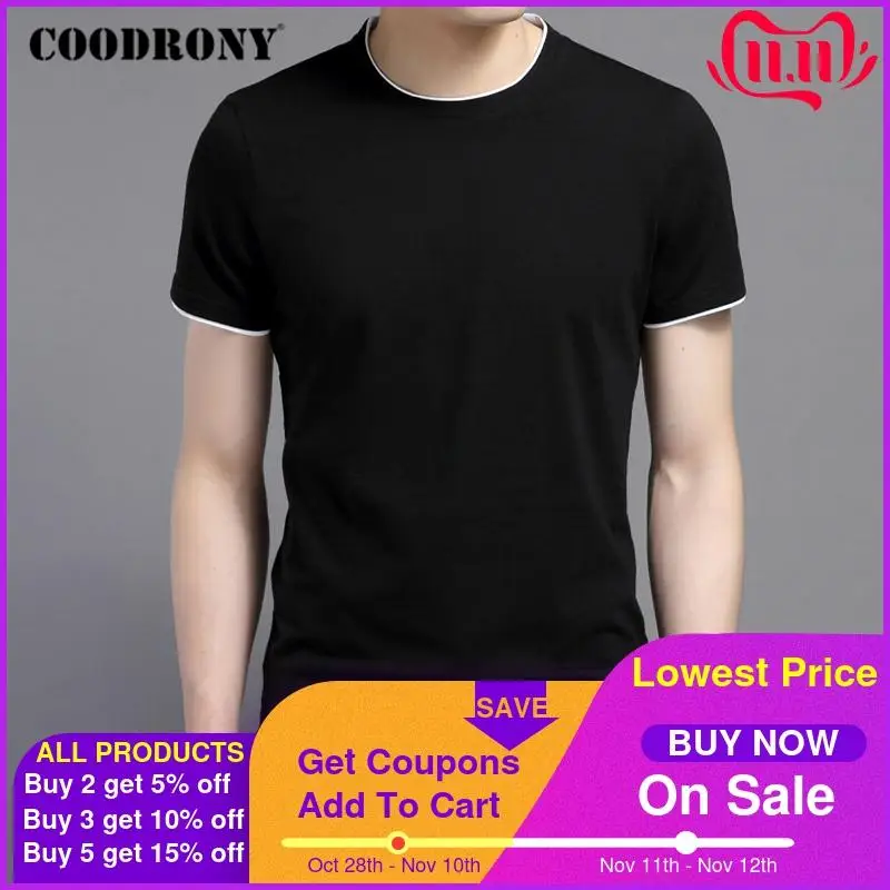 

COODRONY Brand Summer Short Sleeve T Shirt Men Cotton Tee Shirt Homme Streetwear Casual O-Neck T-Shirt Men Clothing Tops C5101S