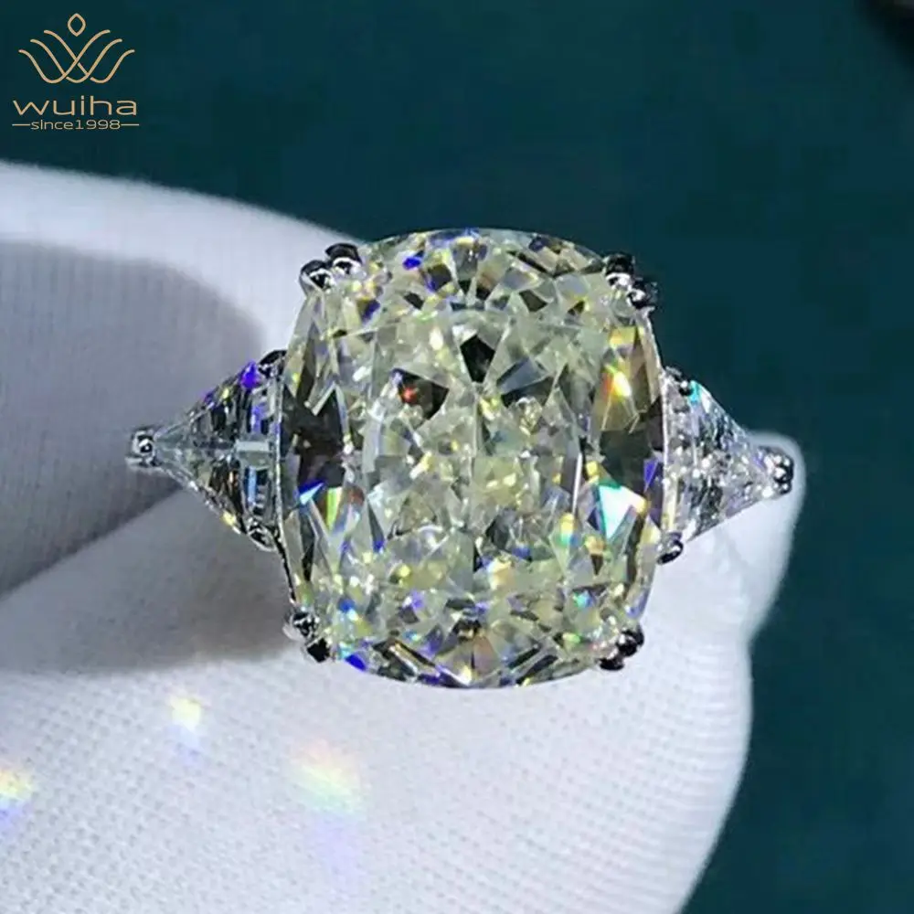 

WUIHA New 925 Sterling Silver 3EX Cushion Cut 5CT VVS D Color Created Moissanite Wedding Engagement Customized Ring Fine Jewelry