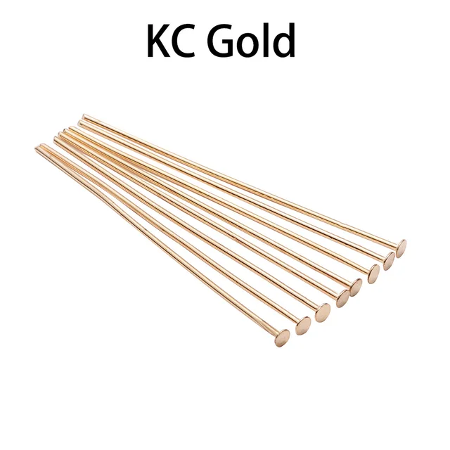 100-200pcs/bag 20 25 30 40 50 60 70 mm Flat Head Pins Gold/Copper/Rhodium Headpins For Jewelry Findings Making DIY Supplies KC Gold