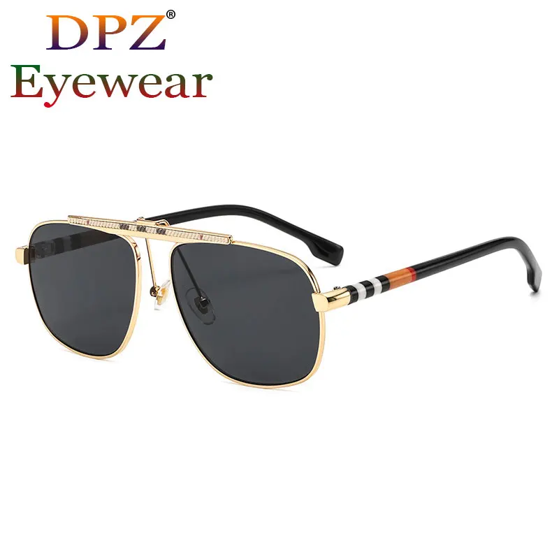 

2021 Fashion Cool Square Pilot Style Double Beam Sunglasses Men Vintage Gradient Brand Design Sun Glasses UV400 Oculos De Sol