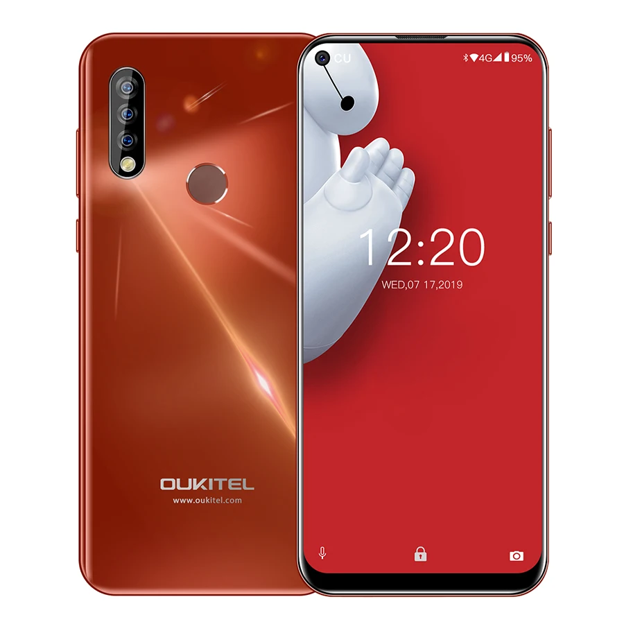 OUKITEL C17 Pro 6,35 ''Android 9,0 19:9 MT6763 4 Гб 64 Гб Смартфон Face ID Octa Core 3900 мАч Тройная камера 4G мобильный телефон - Цвет: Red