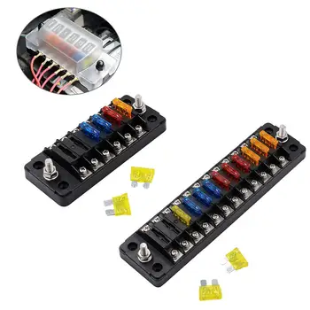 

Car Plastic Fuse Box 6 Ways 12 Ways Flame Retardant Fuse Holder With Double Fuses Car Accessories For Auto Car Boat Marine Trike