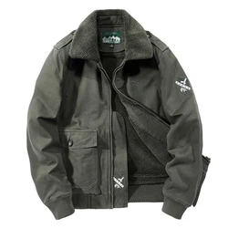 Chaqueta militar de lana para hombre, abrigo cálido con cuello de piel, estilo Bomber informal, para exteriores, invierno, M-5XL