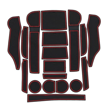 

18Pcs Car Front&Back Door Slot Pad Mat Cup Holders Mats Trim Interior Styling for Subaru Forester 2019 Interior Accessories Red
