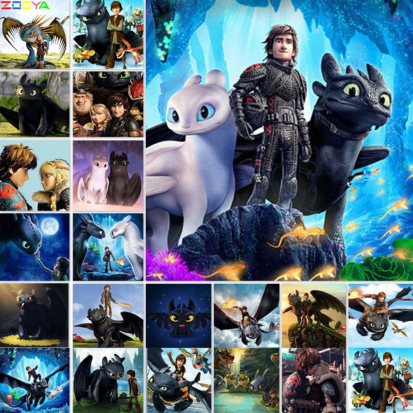 5D Diy Diamond Paintings Cross Stitch Crafts How To Train Your Dragon