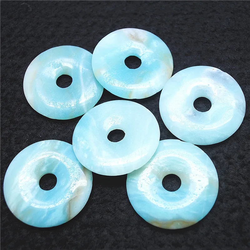 

2PC Nature Amazonite Stone Pendants Round Shape 30MM 40MM For Women's Nekclace Making Accessories Beads Donuts Wholesale Price