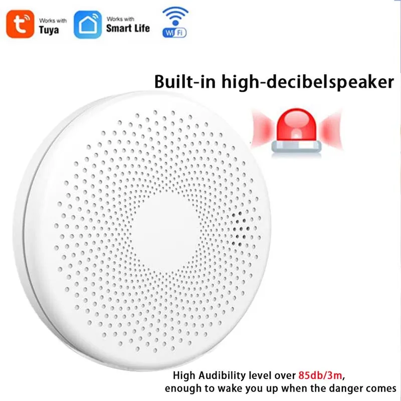 Smoke Sensor Carbon Monoxide Detector Fire Alarm Tuya Smart App Remote Control 80 DB Built in Siren Auto-Check & Silence Button signal light Alarms & Sensors