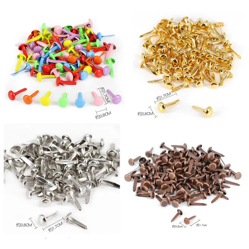 Mix Pattern Round Metal Brads DIY Scrapbooking Crafts Accessories For Home Decor Embellishment Fastener Brads Supplies 100pcs