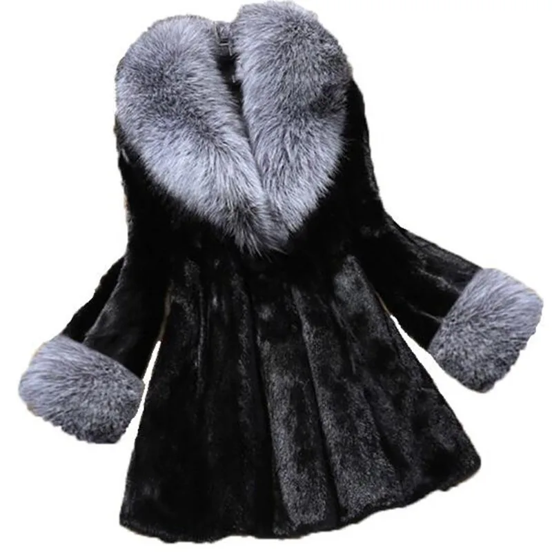 Новое модное зимнее пальто, женская куртка, воротник-стойка, имитация лисьего меха, шуба, толстое теплое Женское пальто, большой размер