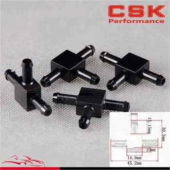 

4pcs Aluminum 3 Way T Tubing Tee Vacuum Connector water air pipe Joiner Silver / black / blue