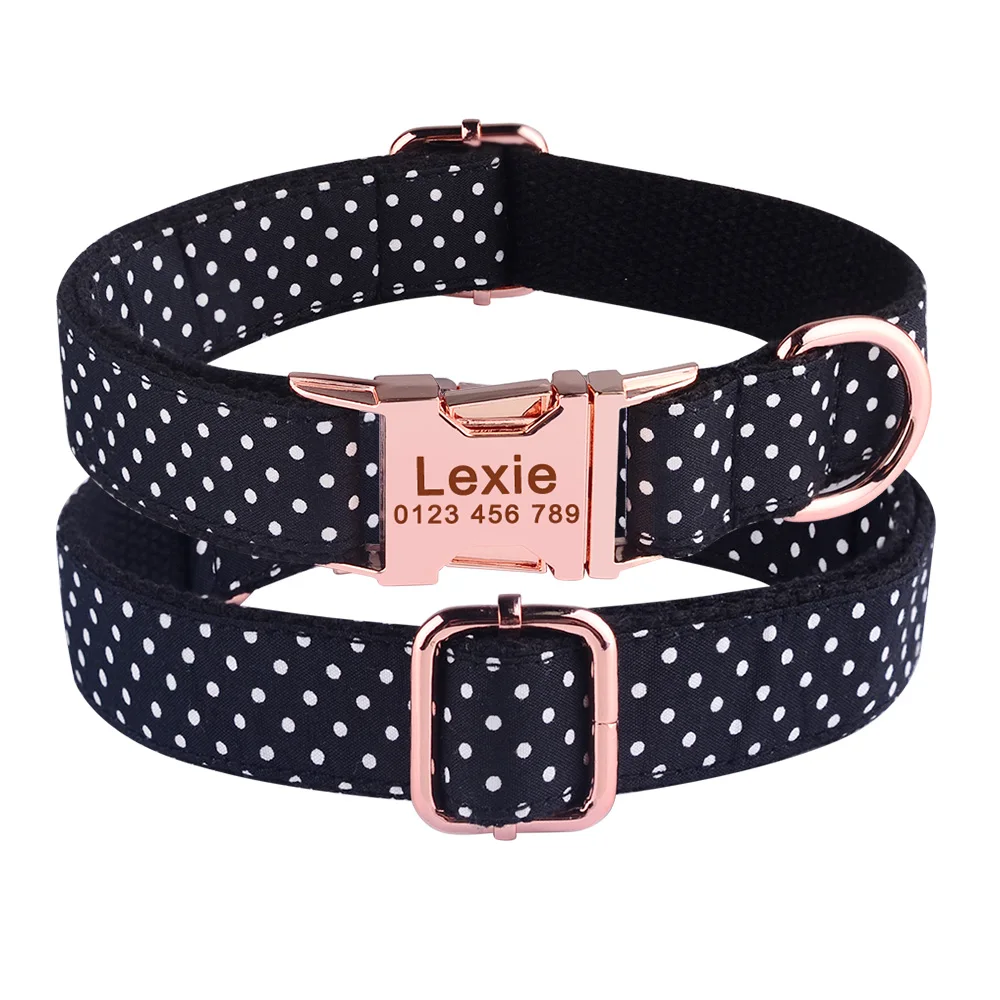 Adjustable Customizable Dog Collar Unisex Personalized Collar Carved Name Pet Products Nylon Pet Collar Safety Fashion Collar 