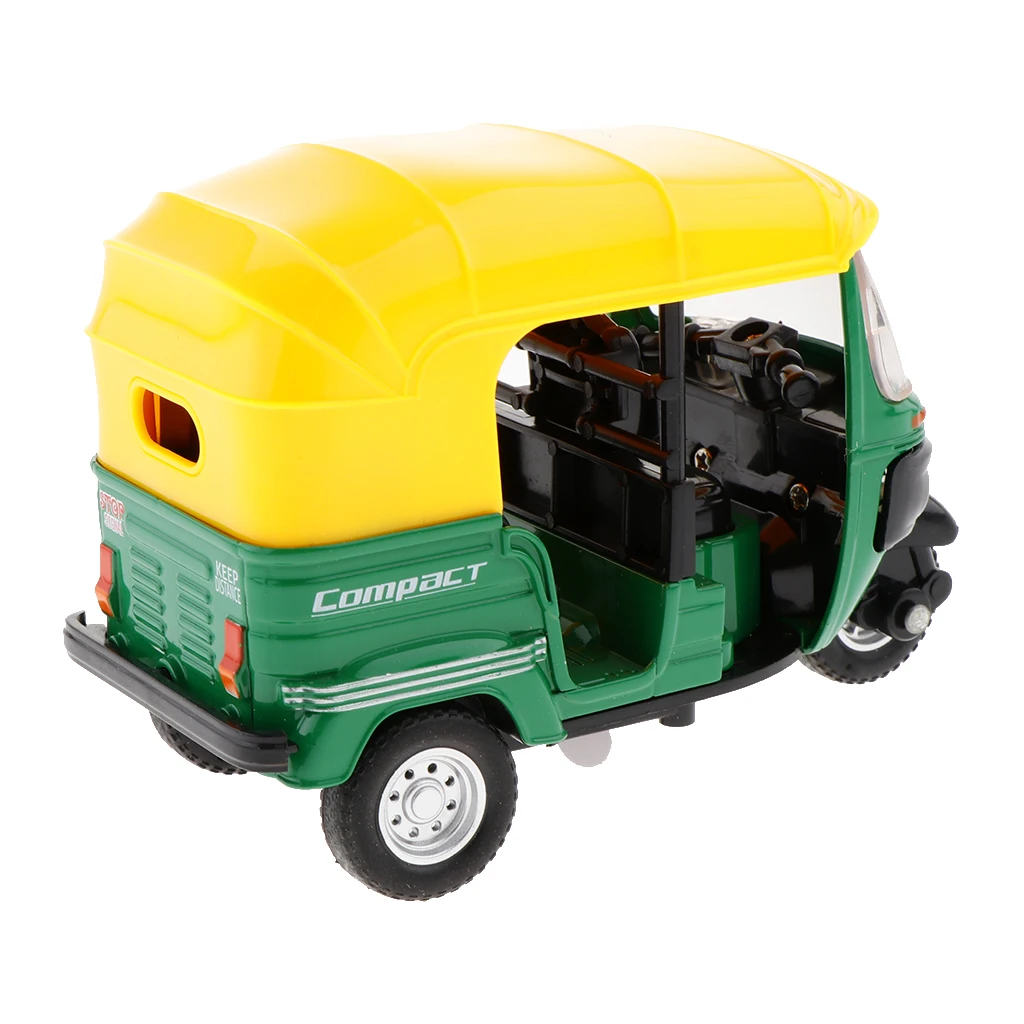 1:14 Alloy Diecast Indian Tricycle Model Motorcycle W/ Light Sound Toy Green