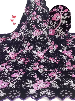 

African Lace Fabrics Black French Embroidery Tulle Lace Fabric High Quality Nigerian Sequins Lace Fabrics For Party Dress